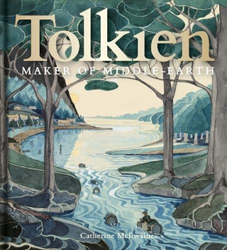 The book cover incorporates a 1937 Tolkien watercolor titled Bilbo comes to the Huts of the Raft-elves.